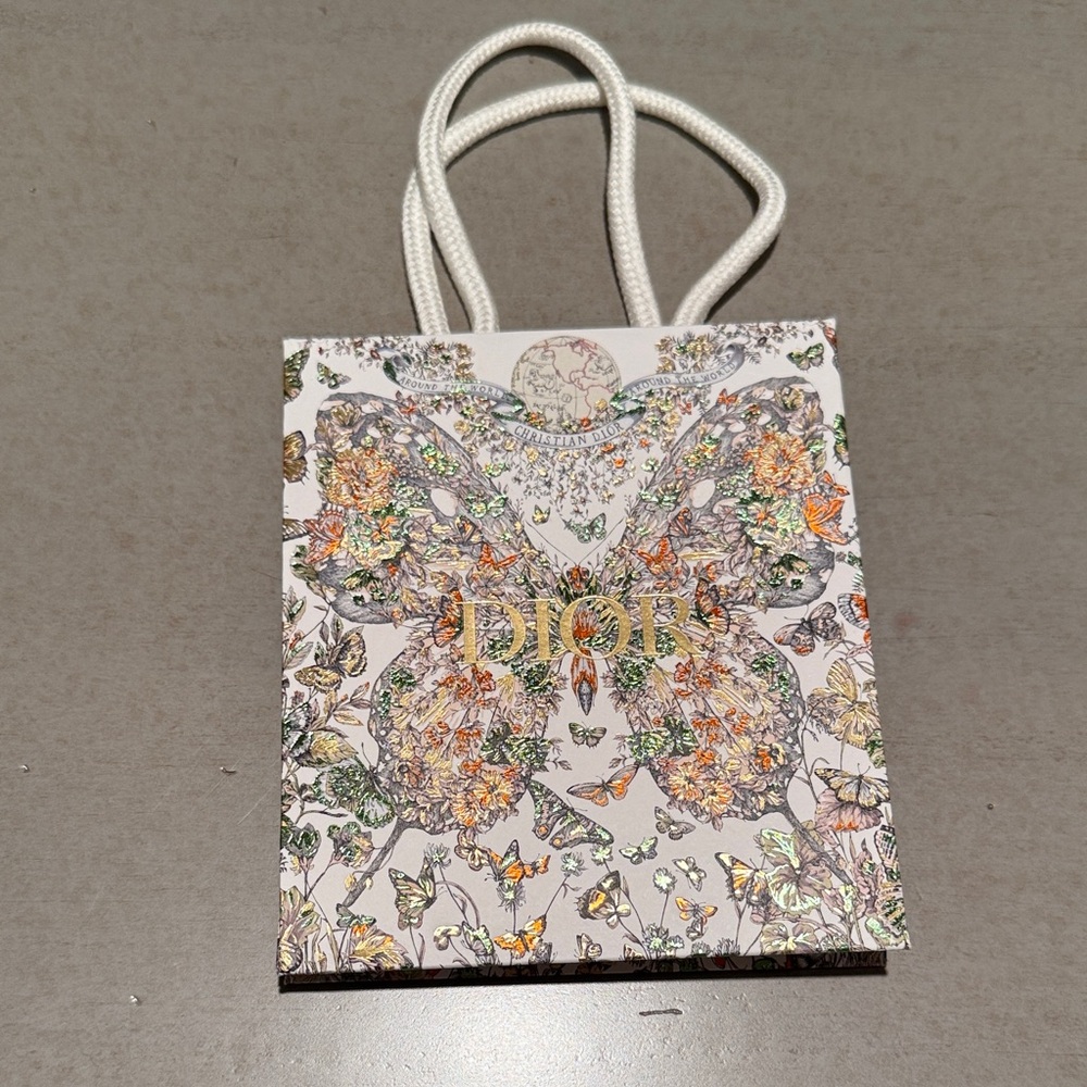 Dior Extra Small White and Gold Butterfly Shopping Bag